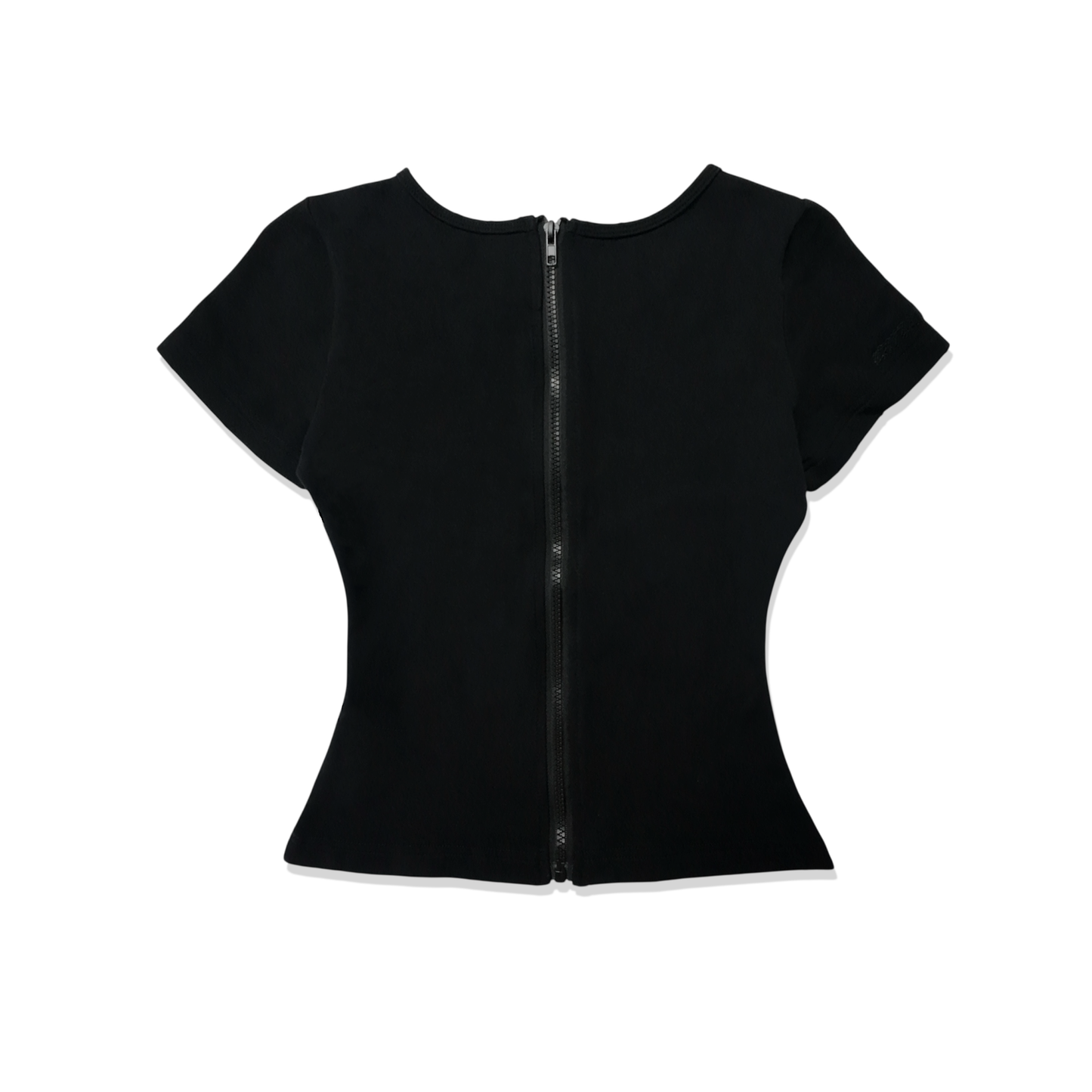 88 DISTRESSED ZIP UP TOP - BLACK
