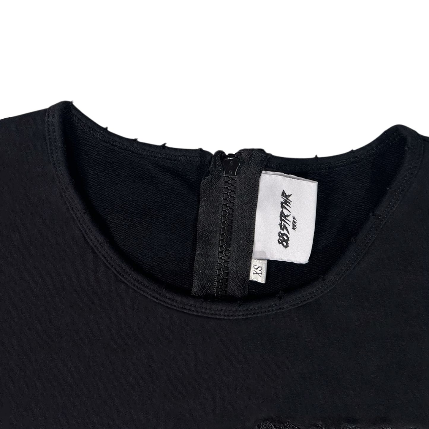 88 DISTRESSED ZIP UP TOP - BLACK