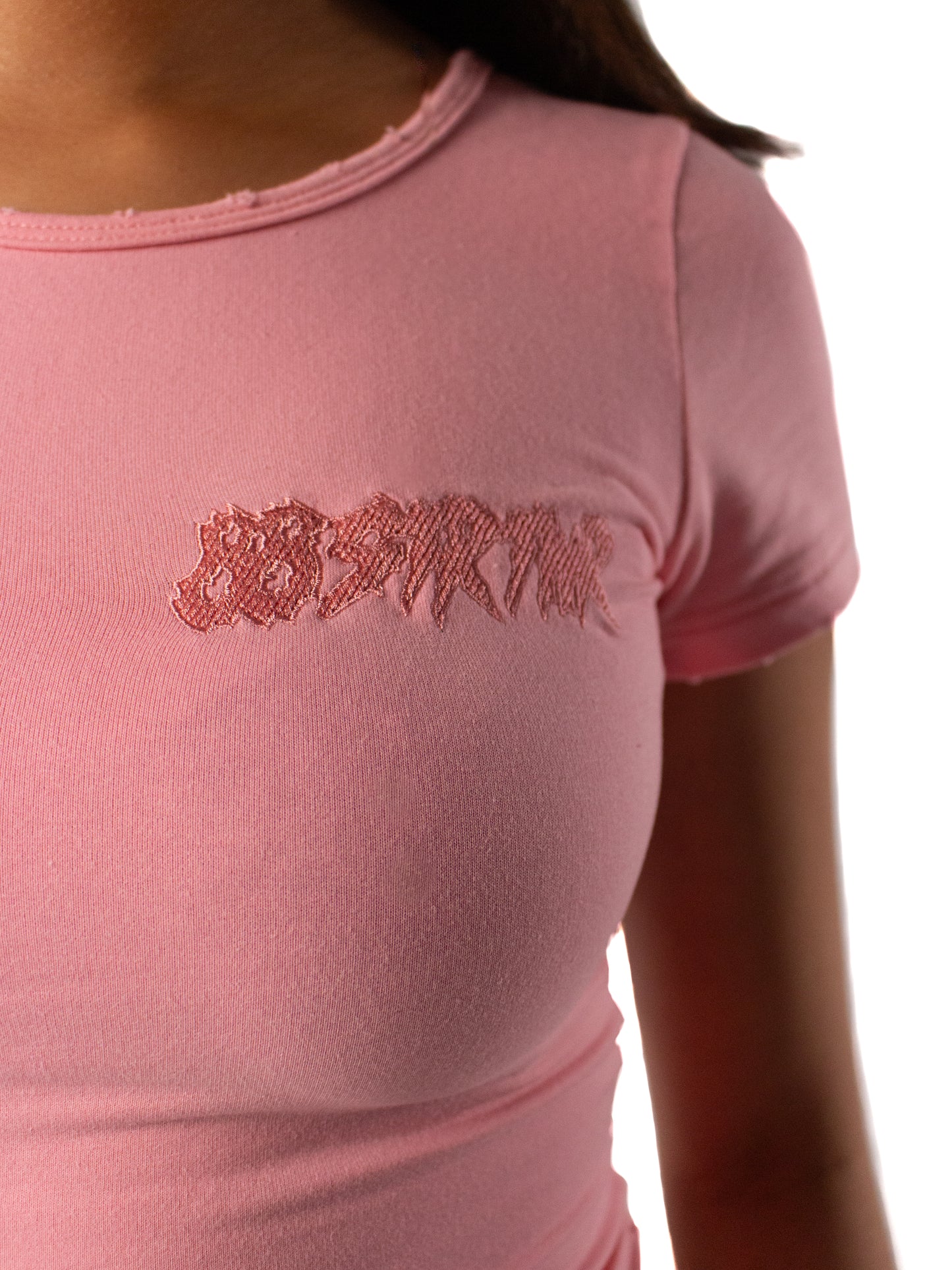 88 DISTRESSED ZIP UP TOP - PINK