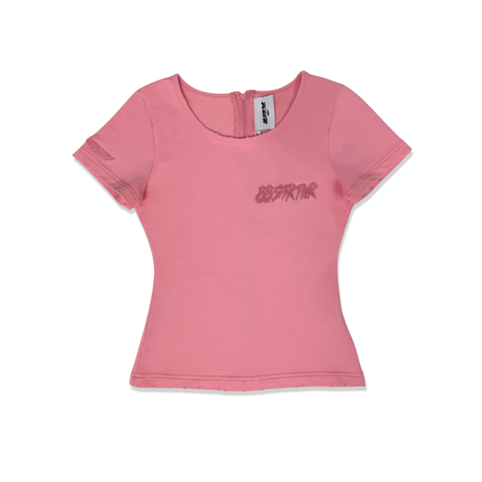 88 DISTRESSED ZIP UP TOP - PINK